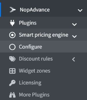 nopcommerce smart pricing engine plugin admin menu picture